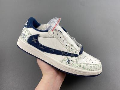 wholesale quality travis scott x air jordan 1 low og  white dark blue